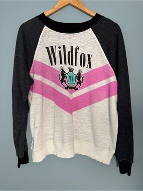 Wildfox Black and White Crewneck Crest Sweatshirt